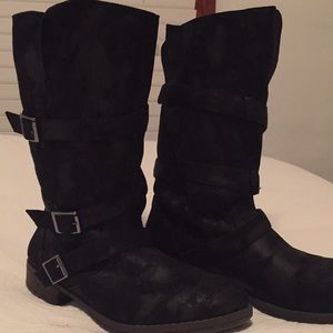 11” high Suede mid calf boots